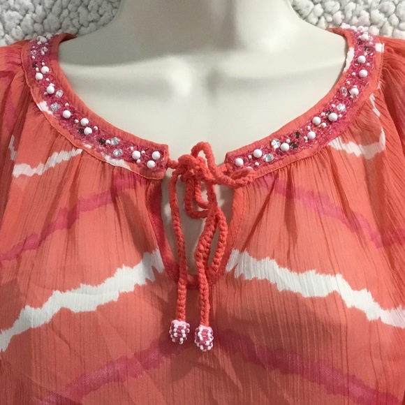 CHICO’S Silk Long Sleeve Tunic Orange - Picture 7 of 7